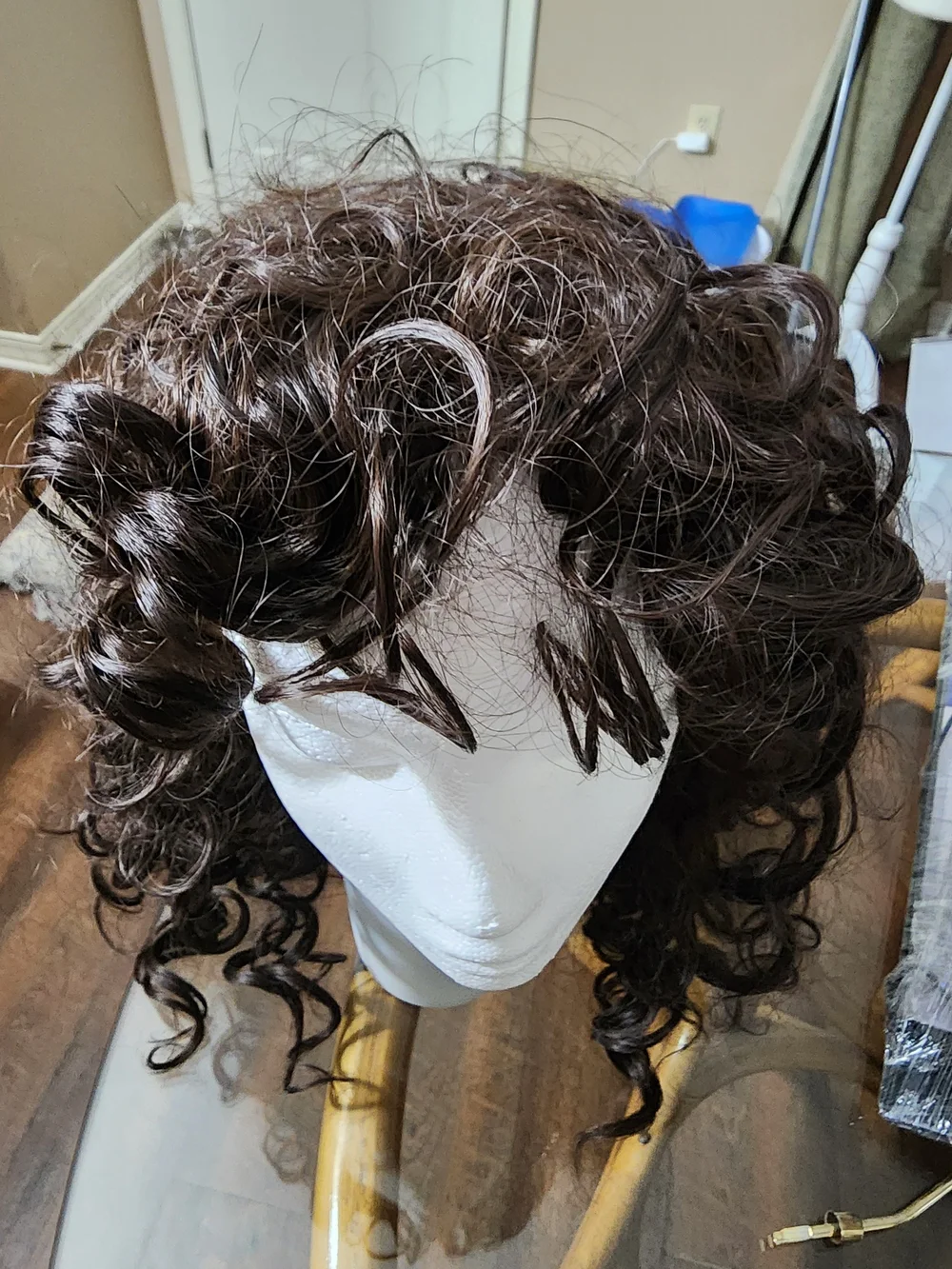 Long Dark Brown Curly Women's Wig with Natural Bounce